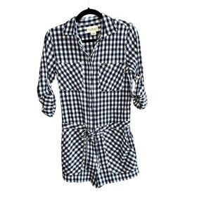 Denim & Supply Ralph Lauren Navy Blue Gingham Check Romper Size Small